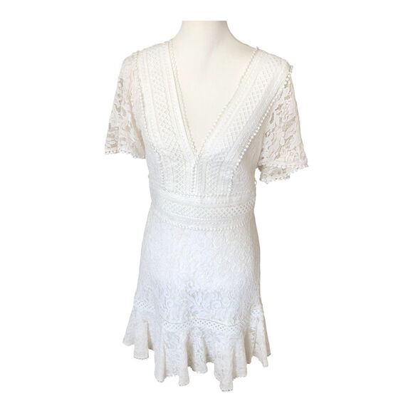 Eliza J $188 V-Neck Lace Flounce‎ Sleeve Cocktail Party Wedding Guest Dress 6 - Picture 2 of 16
